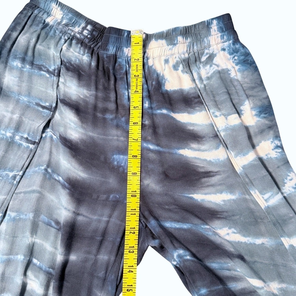 Young Fabulous & Broke Pants Womens M Blue Tie Dye Tulip Split Leg Rayon Boho - Picture 9 of 10